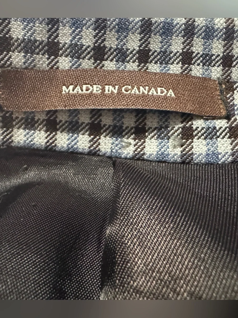 Peter Millar 46R Sport Coat Blazer 100% Wool Blue Brown Gingham Check Union Made